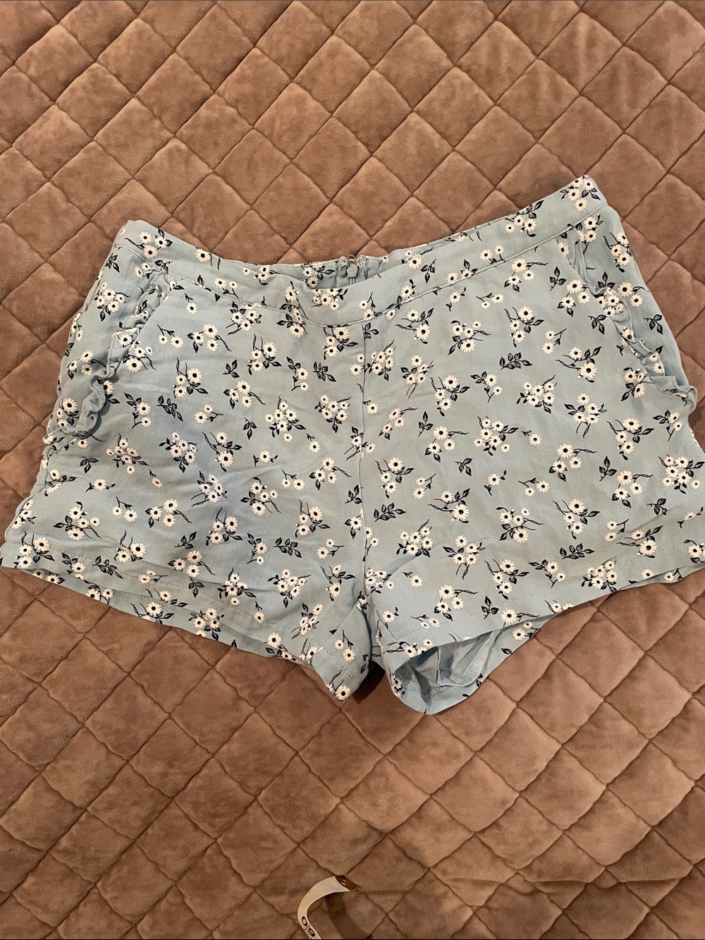 miami Light Blue Floral High Waist Shorts
